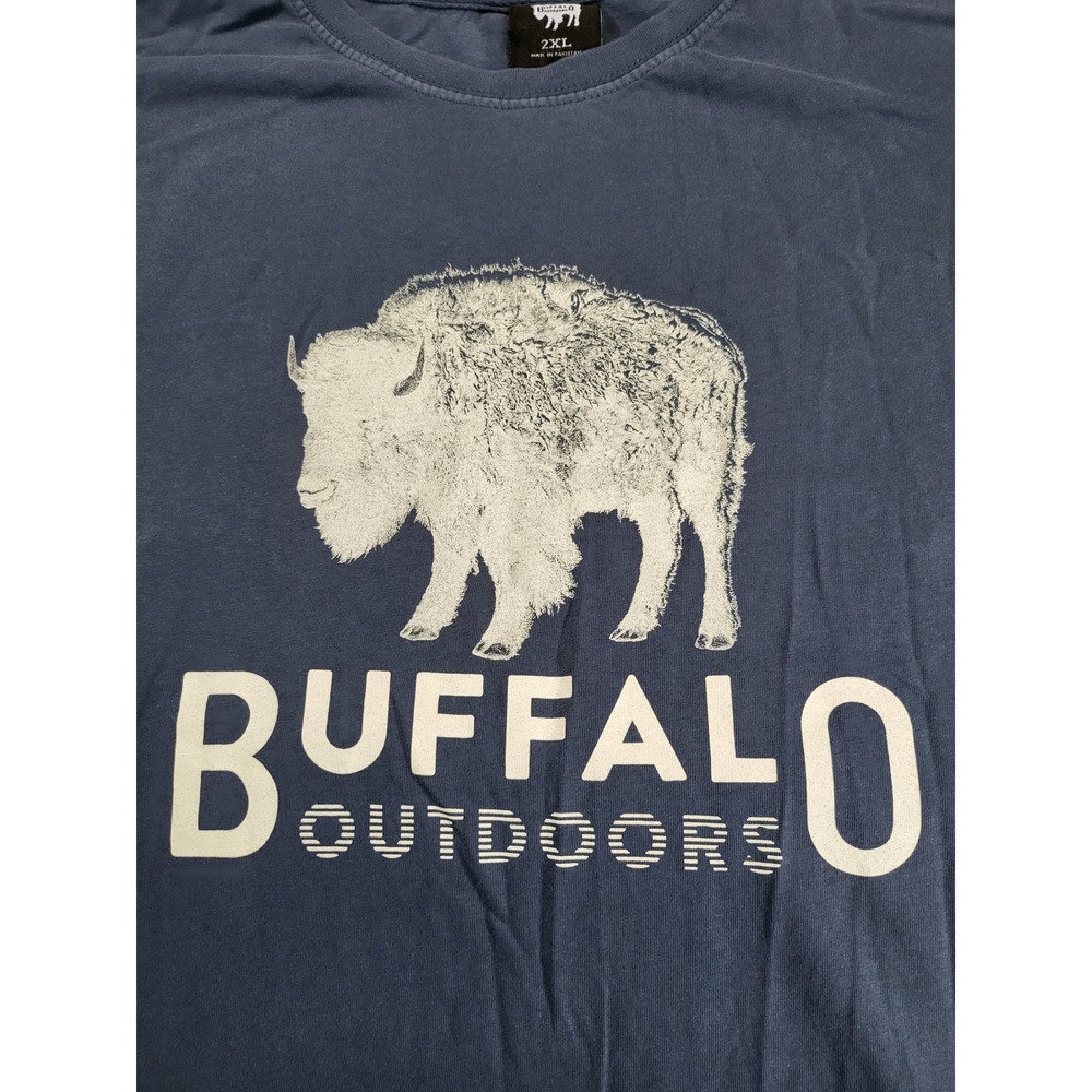 Buffalo Outdoors Mens Graphic T-Shirt Midnight‎ Blue Bison Workwear 2XL 716480CL